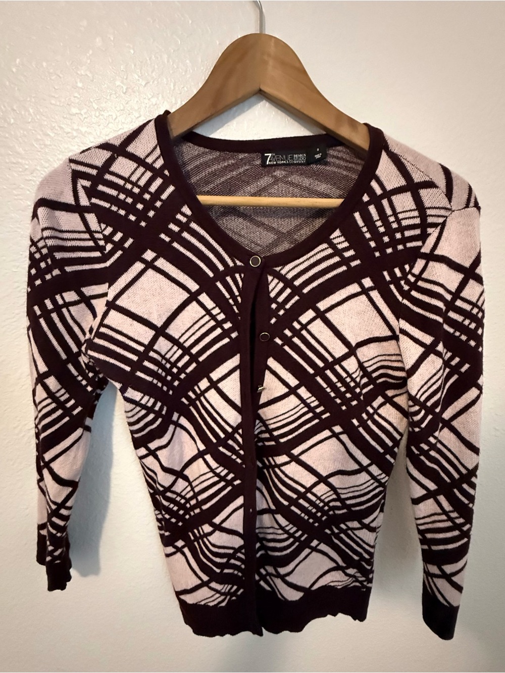 New York & Company Pink and Burgundy Cardigan